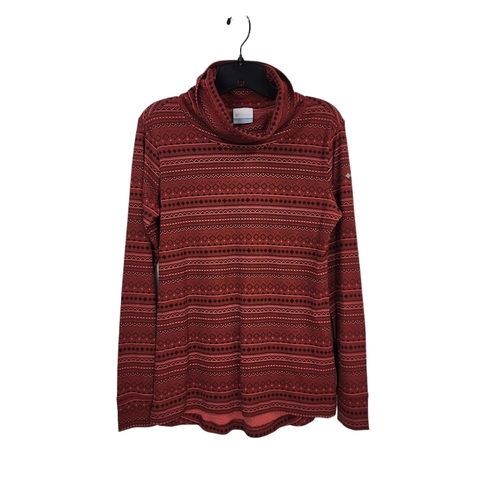 Columbia Women's Aztec Print Turtleneck Long Sleeve Shirt - M